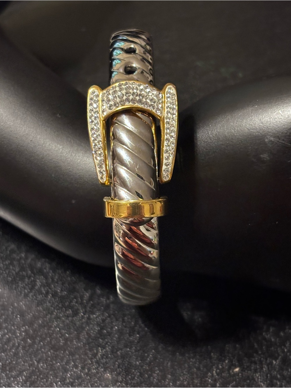 Nadri Two-Tone Pave Buckle Bracelet - Silver & Gold - Picture 7 of 13